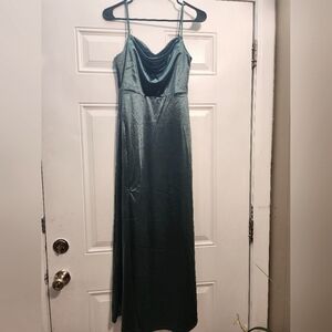 Nwt Satin Green Women's Dress With Split